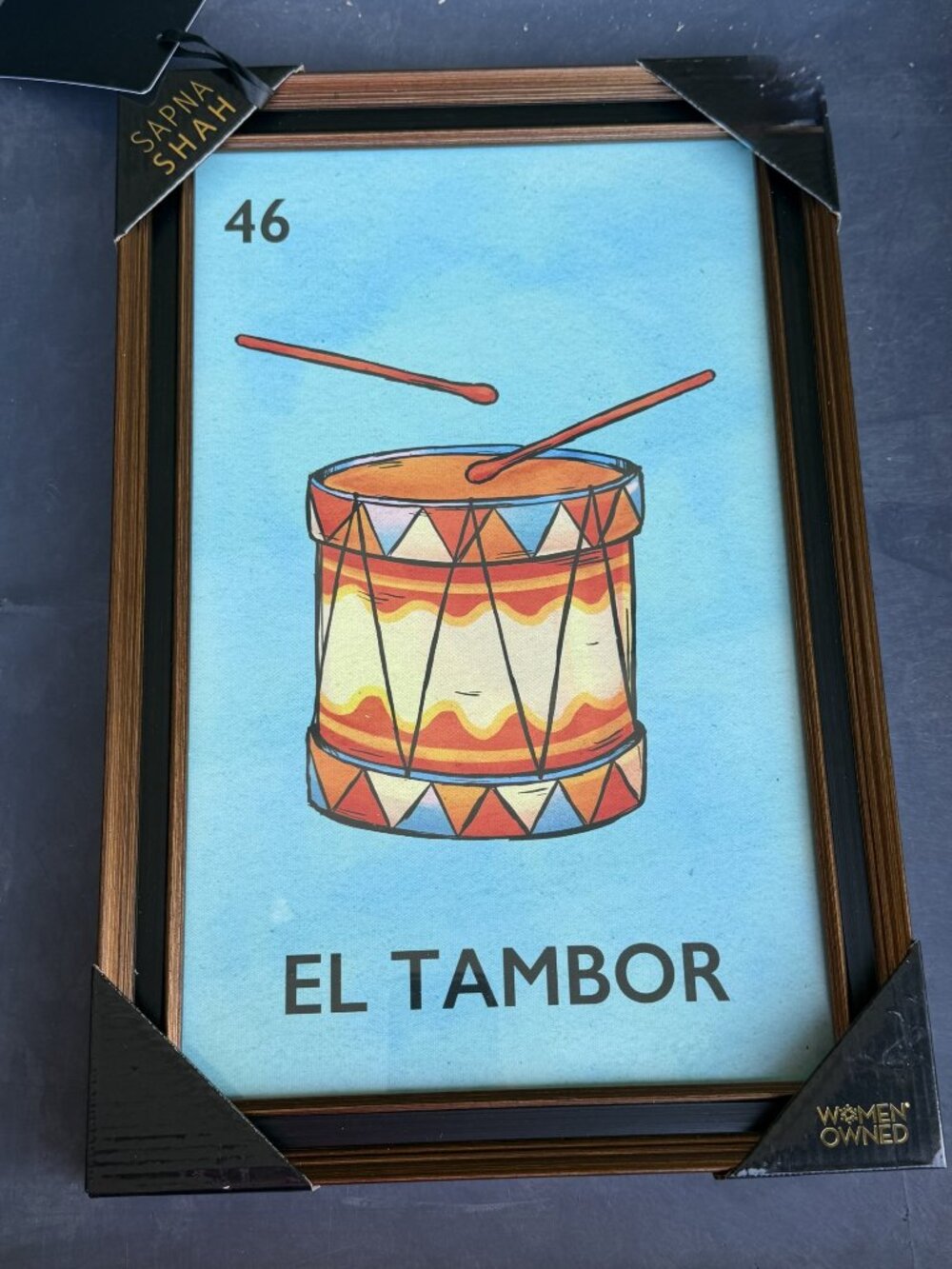 SAPNA SHAH El Tambor The Tamborine Wall Art Loteria Decor 12 X 18 Print #46 NEW